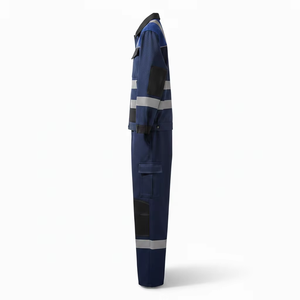 Uniforme de Trabajo Reflectante Azul Marino con Franjas de Alta Visibilidad, Overol de Seguridad de Poliéster, Nylon/Poliéster/Algodón/Personalizado - Product Image 3