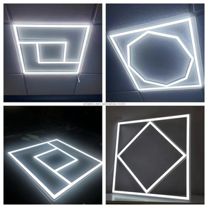 Nouveau design 600x600mm <span class=keywords><strong>LED</strong></span> cadre panneau lumineux deux linéaire carré en aluminium encastré <span class=keywords><strong>plafond</strong></span> <span class=keywords><strong>suspendu</strong></span> pour l'intérieur du bureau à domicile - Product Image 5