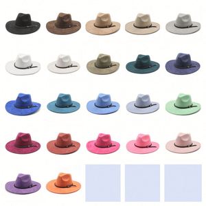 Chapeau Fedora en daim à large bord pour femme avec logo personnalisé et décoration en corde de cuir PU - Product Image 2