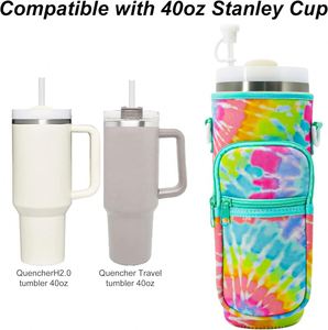 40 oz Neoprene Cooler Bag with Adjustable Shoulder Strap Water <b>Bottle</b> Carrier Tumbler Sleeve Holder Accessories for Tumble Cup - Product Image 2