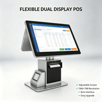 Sistema de Punto de Venta de escritorio, de doble pantalla caja registradora, máquina Pos, impresora térmica integrada de 80mm y escáner de código de barras para venta minorista