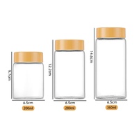Pot en verre borosilicate haut de gamme en gros, 65 mm, 200 ml-500 ml, forte visibilité sur les rayons pour vitamines et café