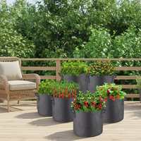 Sacs de culture réutilisables en fibres végétales durables, pots de fleurs, pots de culture pour légumes et fruits, capacité de 400 ml, 30x26 cm, noir, style ferme