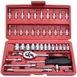 Juego de Llaves de Trinquete de 46 Piezas con Punta de 1/4 de Pulgada, con Juego de Puntas Métricas y para Reparación de Automóviles - Product Image 1
