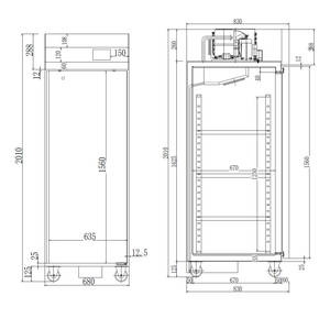 Congélateur commercial à porte simple, en acier inoxydable, compatible GN2/1, refroidissement par ventilateur, réfrigérateur <span class=keywords><strong>HoReCa</strong></span> EUF-1D XINYA - Product Image 4