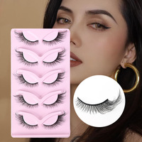 Lot de 5 paires de faux cils à motif croisé, style européen et américain, naturels et volumineux, vente en gros