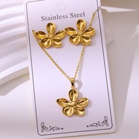 Collier et boucles d'oreilles Mirawell American Floral, couleur or, pendentif haut de gamme à pétales en relief, chaîne de clavicule en acier inoxydable, bambou