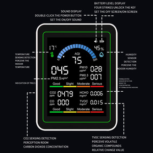 Asker Air Quality Monitor ZN-MT13 OLED Display PM2.5 CO2 Formaldehyde TVOC Temperature Humidity Detector - Product Image 4