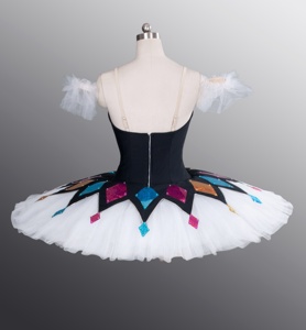 Costume da Ballo Professionale Personalizzato per Ragazze, Tutù con Cerchi in <span class=keywords><strong>Tulle</strong></span> Rigido, Stile Million Clowns per Danza Latina e Arlecchino - Product Image 3
