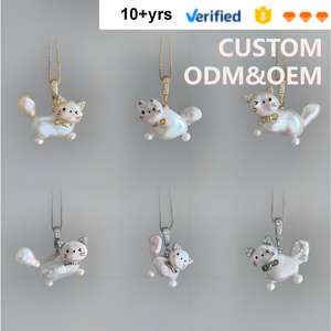 Kalung Hewan Peliharaan CAIOOCHE Model Baru yang Stylish, Liontin Kucing Mutiara, Rantai Klavikula, Kalung Kuningan Berlapis Emas, Mewah Ringan - Product Image 2