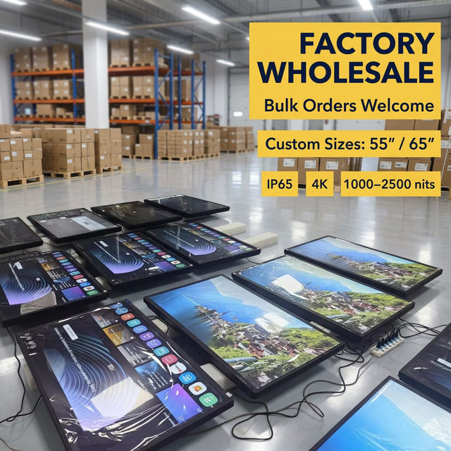 Factory Wholesale 55 Inch LED Outdoor TV Smart 4K HDTV IP65 Waterproof WiFi 2500nits LCD SCREEN Android OS Metal Cabinet