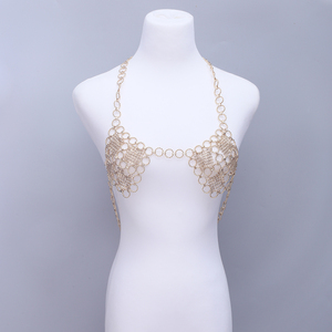 Golden Ring Hollow Out Women's Fine Cadena Corporal De Moda Fashion <strong>Sexy</strong> Body Bikini Bra Jewelry Alloy Chain - Product Image 3
