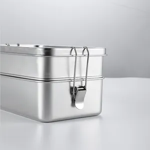 SUS304 Kitchen Stainless Steel Food Storage Container Eco Friendly Double Layer Lunch Box Stainless Steel Food Container