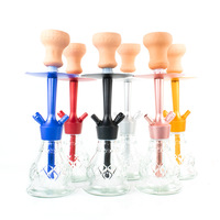 Petit ensemble de chicha en verre avec tige en aluminium, base à coupe diamantée, un seul tuyau et sac de transport pour les acheteurs en gros