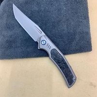Couteau de poche pliable EDC, lame en acier rapide M42, dureté 65HRC, manche en fibre de carbone, couteau utilitaire pour le camping en plein air