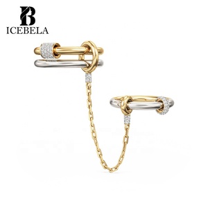 ICEBELA Anelli di Alta Gioielleria di Design a <span class=keywords><strong>Catena</strong></span> in <span class=keywords><strong>Argento</strong></span> Sterling <span class=keywords><strong>925</strong></span> con Zirconi Bicolore e Multistrato per Donna - Product Image 2
