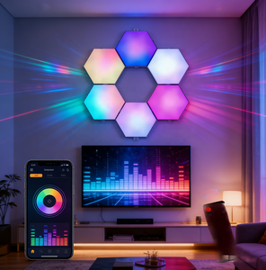 Lumière <span class=keywords><strong>de</strong></span> jeu hexagonale RGB modulaire murale alimentée par USB pour salon et bars <span class=keywords><strong>de</strong></span> jeux - Product Image 4