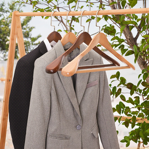 Antique Wood Cedar <strong>Coat</strong> <strong>Hanger</strong> Natural Dark Brown Wholesale with Fixed Bar Clothes Rack &amp; <strong>Rail</strong> - Product Image 6