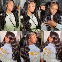 Perruques sans colle à dentelle frontale en cheveux brésiliens bruts, ondulés, à trame unique, de luxe, originales, en cheveux humains bruts pour femmes noires