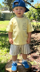Vêtements pour enfants personnalisés, t-shirt oversize 100% coton pour garçons et <span class=keywords><strong>short</strong></span> rayé en sergé, ensemble 2 pièces, vêtements mignons pour bébés - Product Image 2