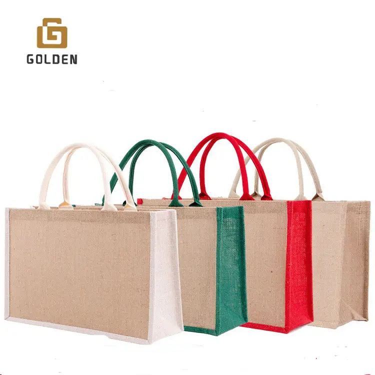 Vendita calda d'oro all'ingrosso personalizzato Eco In magazzino più economico Non tessuto ultrasonico riutilizzato abbigliamento regalo Shopping Tote Bag In juta Mini borsa