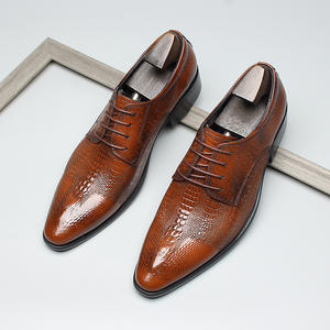 Zapatos de Vestir Formales de Negocios para Hombre de Cuero Genuino con Cordones, Zapatos Derby de Suela Gruesa para Novio con Aumento de Altura - Product Image 1
