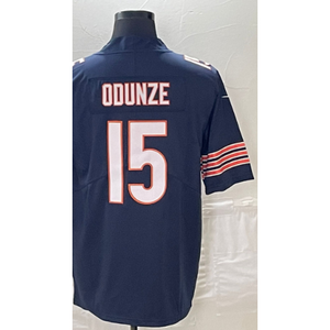 Maillot de football américain pour homme, manches courtes, adulte # 18 Caleb Williams Orange Navy White Team Colors Col en V Polyester Transfert thermique - Product Image 4