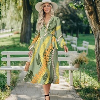 Impression sur mesure à la demande mode MaileLei Culture impression Sexy dames robe en V profond fille robes décontractées manches bouffantes vêtements