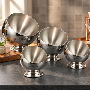 Stainless Steel Serving <b>Bowl</b> Round Open Top Metal <b>Dessert</b> <b>Bowl</b> Kitchen Candy Snack Container - Product Image 3