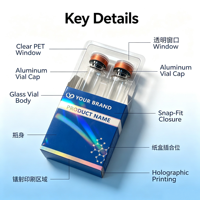 Emballage personnalisé de flacons en verre de 3 ml (2 pièces) avec boîte en papier et insert blister, conception et impression de logo personnalisés gratuites, faible MOQ, durable