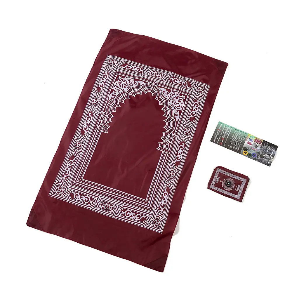 new design wholesale islam mosque travel prayer mat with compass booklet portable pocket prayer mat Muslim men clothing Islamic