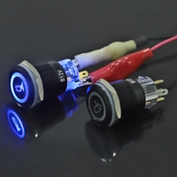 12V 5A 19MM métal klaxon interrupteur haut-parleur bouton lumineux momentané Led illuminé interrupteurs à bouton poussoir pour bateau marin