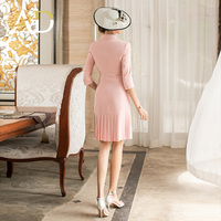 Original rose bouton avant luxe haut de gamme revers robe costume pour les femmes Occasion formelle classique en gros usine ourlet plissé