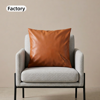 Housse de coussin décorative d'extérieur en similicuir imperméable imitation cuir de vachette pour canapé, vente en gros, échantillon disponible