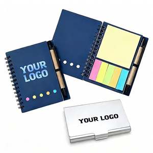 Wholesale Kraft Paper Memo Pad Logo Customized Promo Business Gift <b>Small</b> Spiral Notebook With Pen Sticky Notes <b>Notepad</b> - Product Image 1