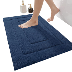 Alfombra de Baño Moderna de Microfibra Azul Marino de 40 x 60 cm, Antideslizante, Suave, Absorbente, Lavable a Máquina - Product Image 1