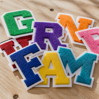 Patch brodé personnalisé en chenille, lettres alphabet, appliques, badge brodé pour serviette, logo thermocollant, patchs pour blouson universitaire