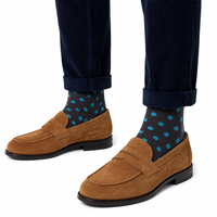 Chaussettes décontractées pour hommes sur mesure ODM, motif dessin animé à pois colorés, douces, respirantes, antibactériennes, absorbant la transpiration, tricotées sans couture
