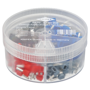 Manchons à double extrémité Knipex 2x 0,75 1,0 1,5 2,5 mm, bornes de câblage fabriquées en Allemagne - Product Image 1