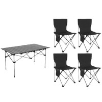 Ensemble table et chaises pliantes d'extérieur transfrontalier, kit de pique-nique portable pour camping, facile à transporter, en acier au carbone et tissu Oxford, mobilier d'extérieur