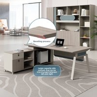 Scrivania Direzionale Moderna Minimalista di Lusso in Legno con Struttura in Acciaio, Ecologica e Resistente per Ufficio, Scuola e Ospedale