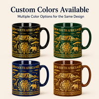 Tasses en céramique souvenirs d'Afrique du Sud, design paysage animalier Protea, pour café et lait, avec boîte cadeau, personnalisation OEM ODM, vente en gros