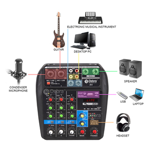Console de Mixagem Profissional Mini DJ Debra <span class=keywords><strong>Audio</strong></span> <span class=keywords><strong>A4</strong></span> Portátil com <span class=keywords><strong>Interface</strong></span> de Cartão de Som USB e Método de Instalação Externa - Product Image 4