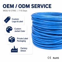 Harga Pabrik Kabel Ethernet Cat6A F/UTP Solid 4 Pasang 23AWG CCA Terperisai 500MHz LAN 305m Outdoor Kamera IP Industri