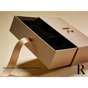 Boîtes personnalisées pour l'emballage, boîte à parfum de luxe en or avec logo en feuille d'or, emballage cadeau pour les cosmétiques parfumés - Product Image 3