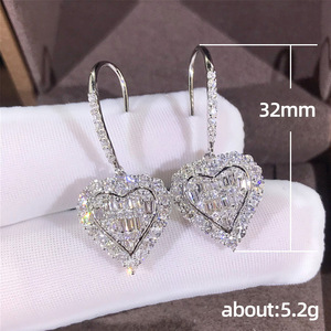 Orecchini a Gancio con Cristallo a Forma di Cuore per Donne, Accessori di Moda Ispirati alla Natura per Uso Quotidiano - Product Image 5