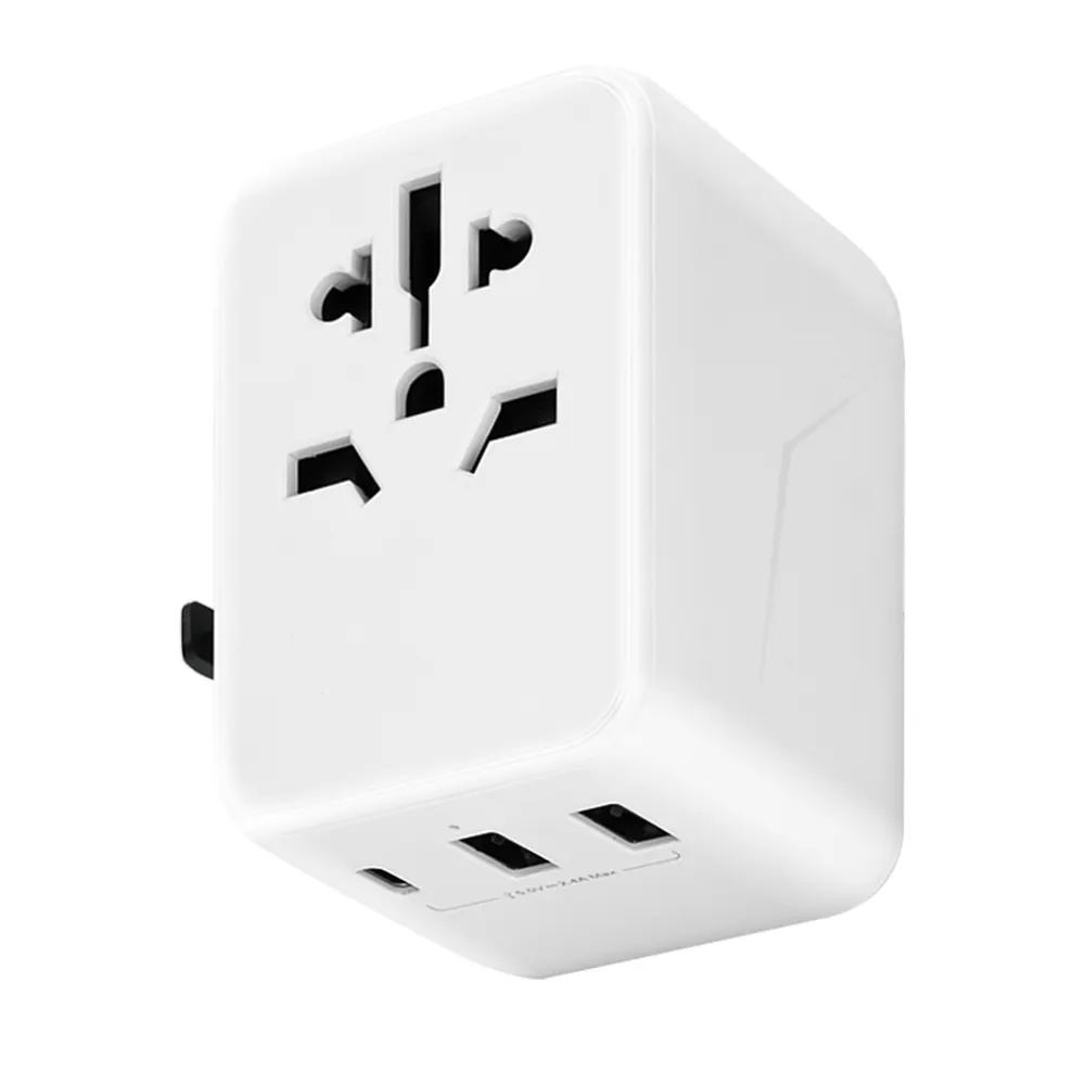 Adaptador universal de viagem com plug conversor AU US EU UK, adaptador de alimentação tipo C, carregador USB com 2 portas USB 1 tipo C