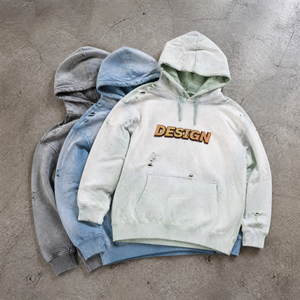 Vente en gros de sweats à capuche vintage pour hommes, déchirés, personnalisés, à fermeture éclair, double couche, streetwear, effet usé - Product Image 1