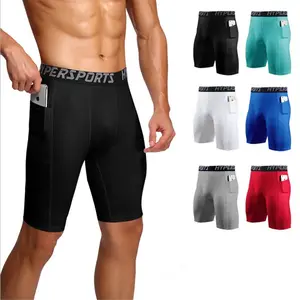 Drop Shipping Compression Shorts Men Cycling Running Boxer Tight Sports Shorts With Pocket