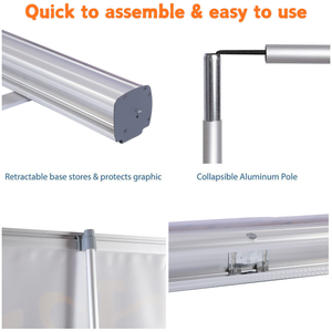 Hochwertiger Aluminium Roll-up Bannerständer - 85x200cm Silber/Schwarz für Werbeaktionen |   Muster, Größe Anpassbar - Product Image 5